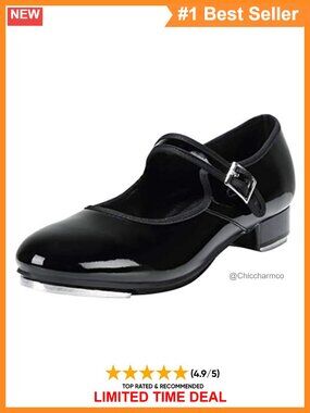 PU Leather Tap Dance Shoes Easy Strap Mary Jane Flats for Dance